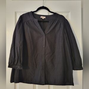 Knox Rose XL Women's Black Button-Up Top
